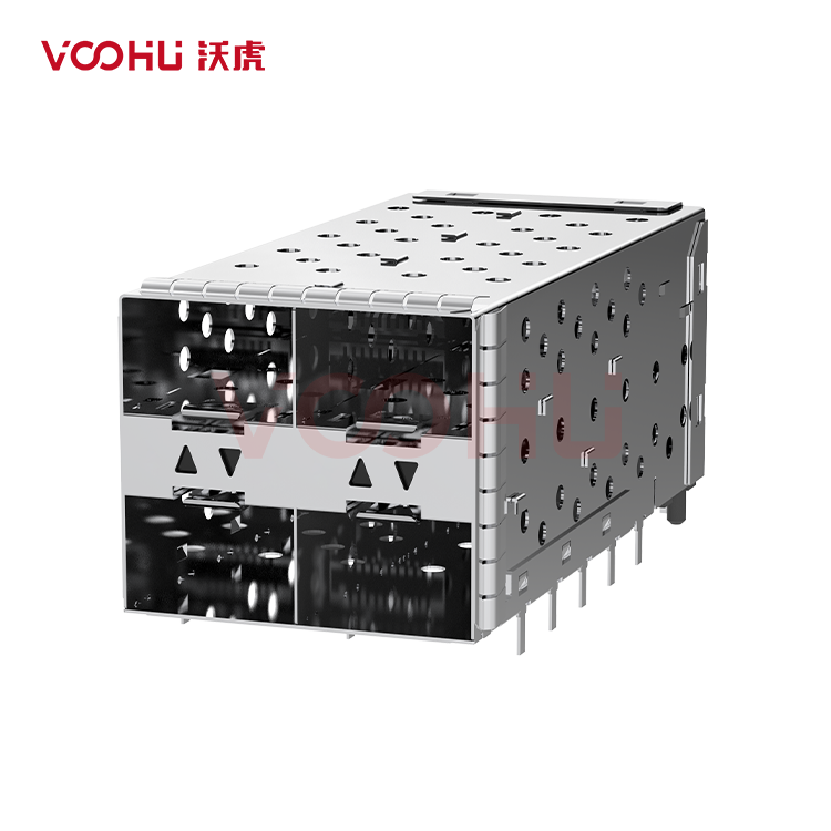WHSFP15422D002 SFP+ 2×2 10G Press-Fit  Cage+Connector SFP镀金厚度15U 光纤笼子