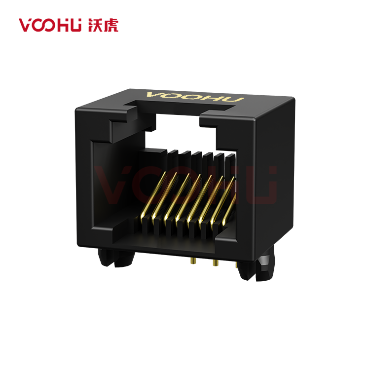 SYT53241188IWA1DY1006 90° 侧面插入 1*1 开口朝下 无LED DIP RJ45