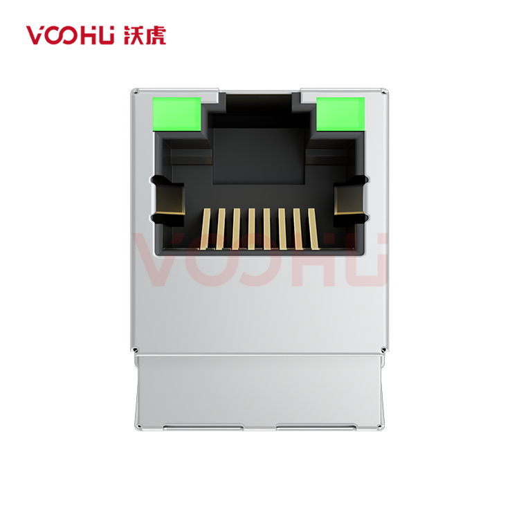 SYT511Q056AC3A2DK068 180°立式 1*1 开口朝上 100/1000M  LED G/G DIP RJ45