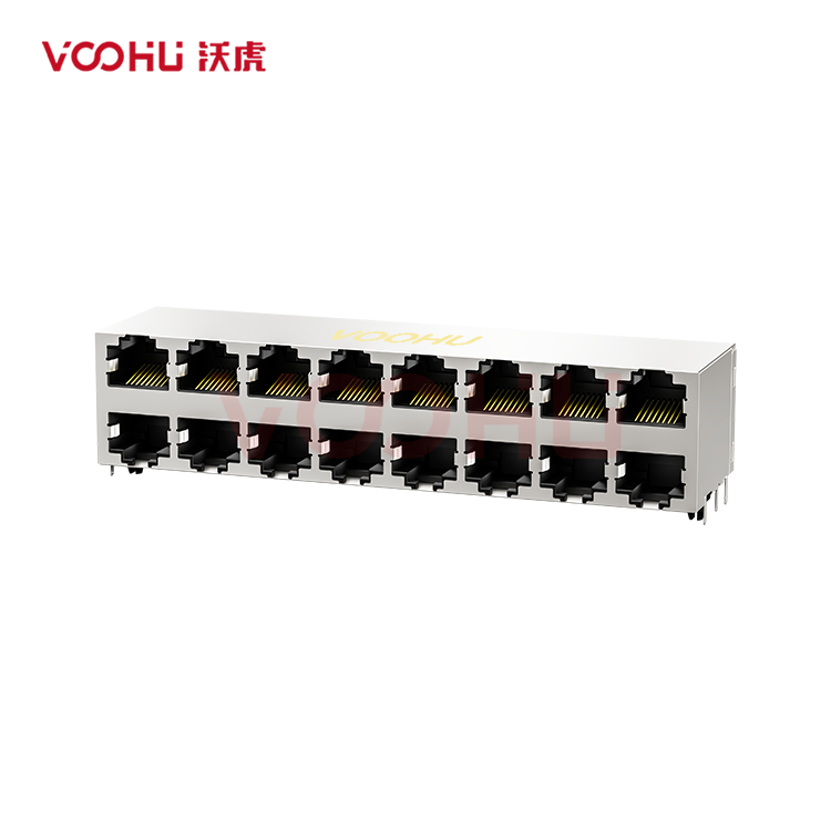 SYT59212888GWA1DY1A022短体 90° 侧面插入 2*8 开口朝上/下 无LED DIP RJ45